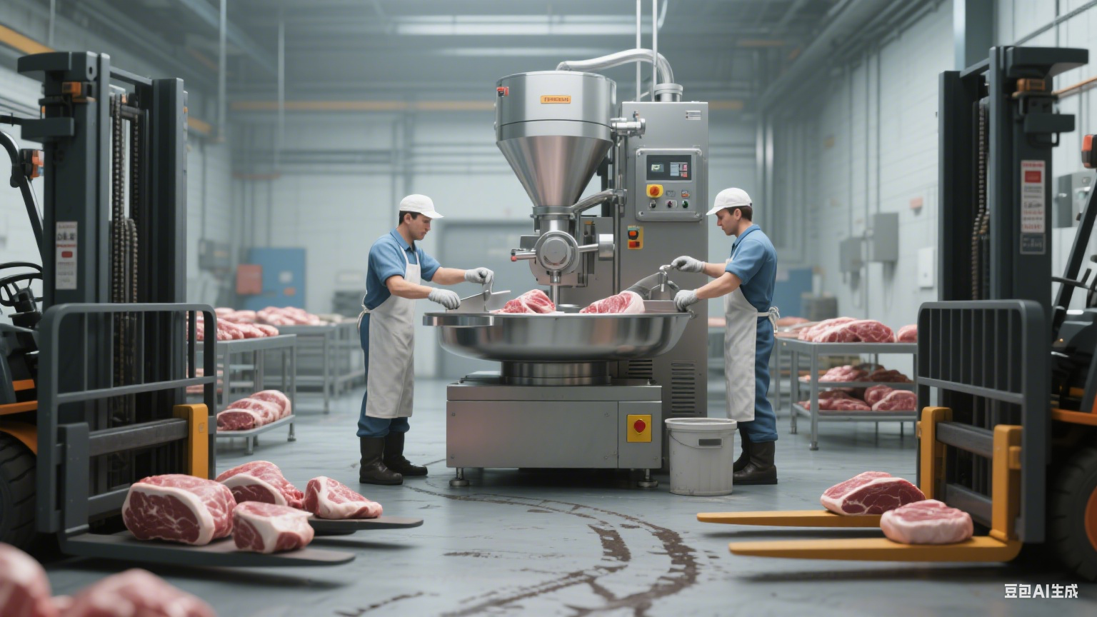 在肉类加工、速冻食品、调味品制作等食品领域，斩拌机是提升生产效率(图2)