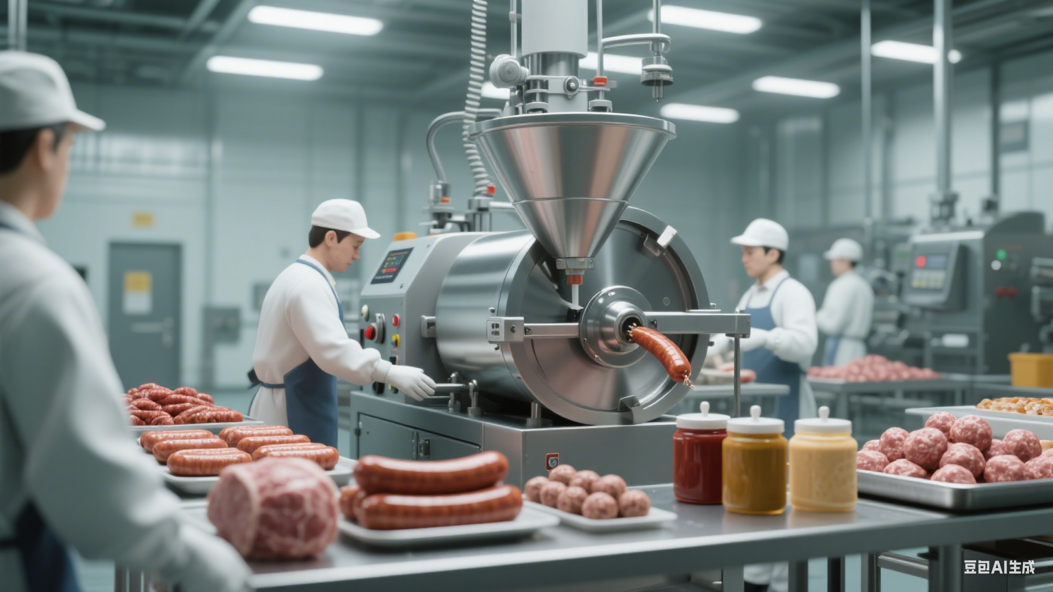 在肉类加工、速冻食品、调味品制作等食品领域，斩拌机是提升生产效率(图5)