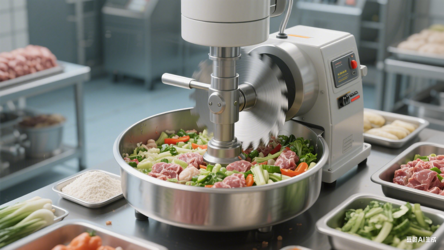 在肉类加工、速冻食品、调味品制作等食品领域，斩拌机是提升生产效率(图4)