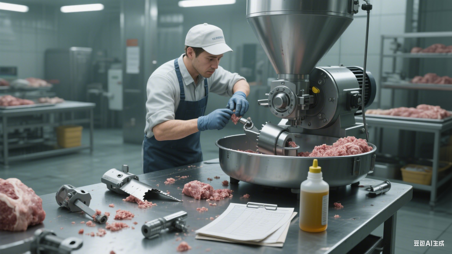 斩拌机在猪肉加工厂的实时操作和简单认识(图5)