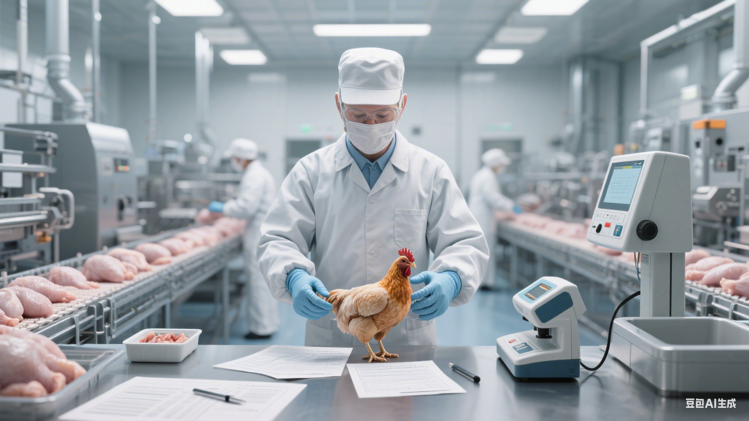 没想到，鸡肉也可以使用斩拌机来操作，这让人很是惊讶！(图4)