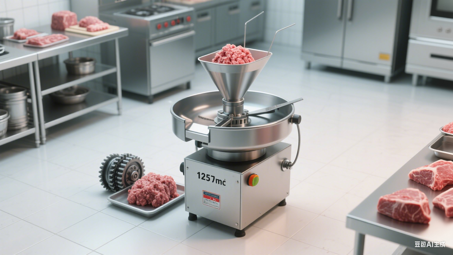 125 型号斩拌机：有几个斩拌齿轮？50 公斤牛肉馅 1 小时能搞定吗？(图5)