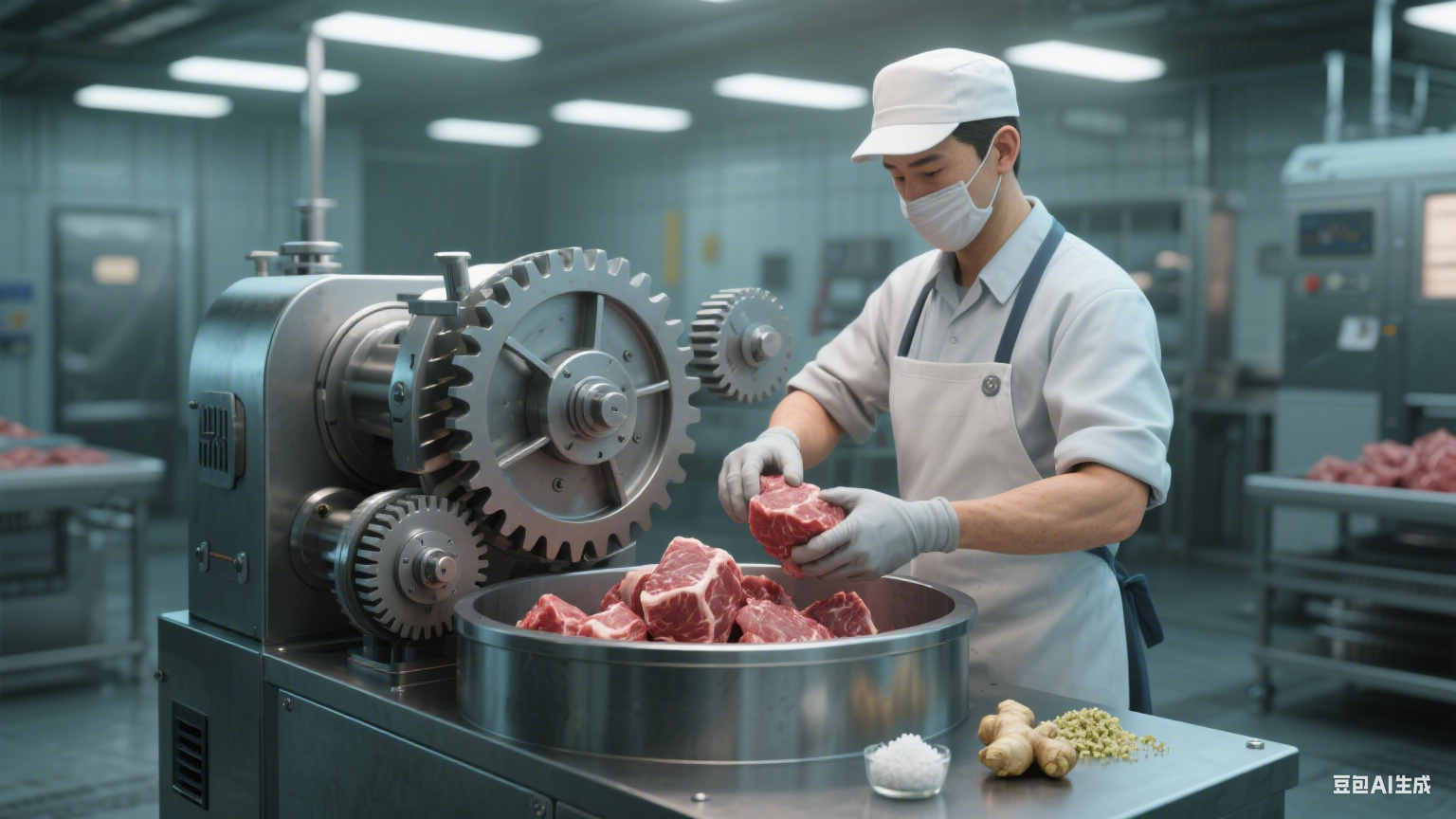 125 型号斩拌机：有几个斩拌齿轮？50 公斤牛肉馅 1 小时能搞定吗？(图4)