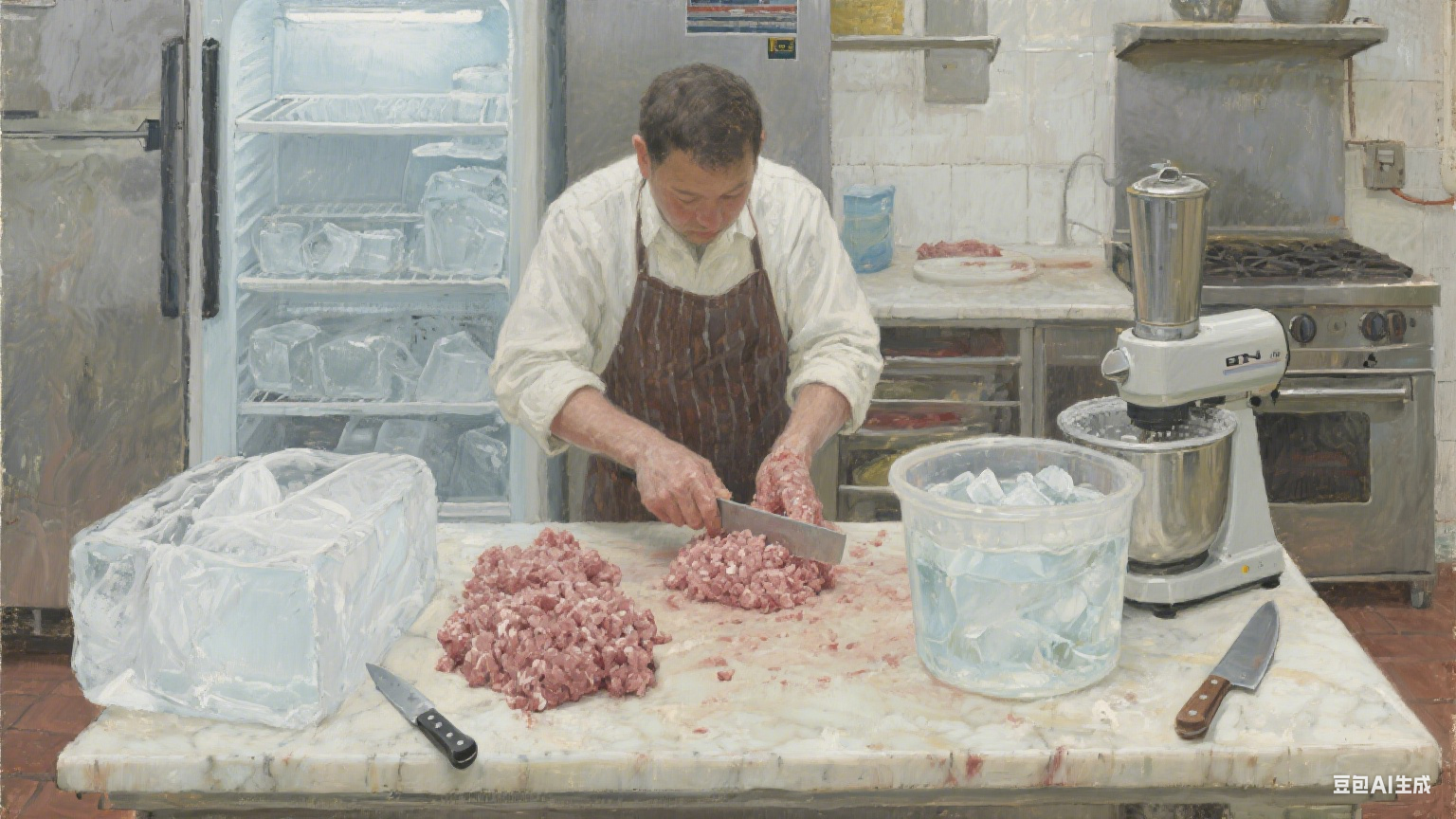 香肠馅料斩拌机：能拌匀调料和肉泥吗？肉泥有颗粒吗？(图5)