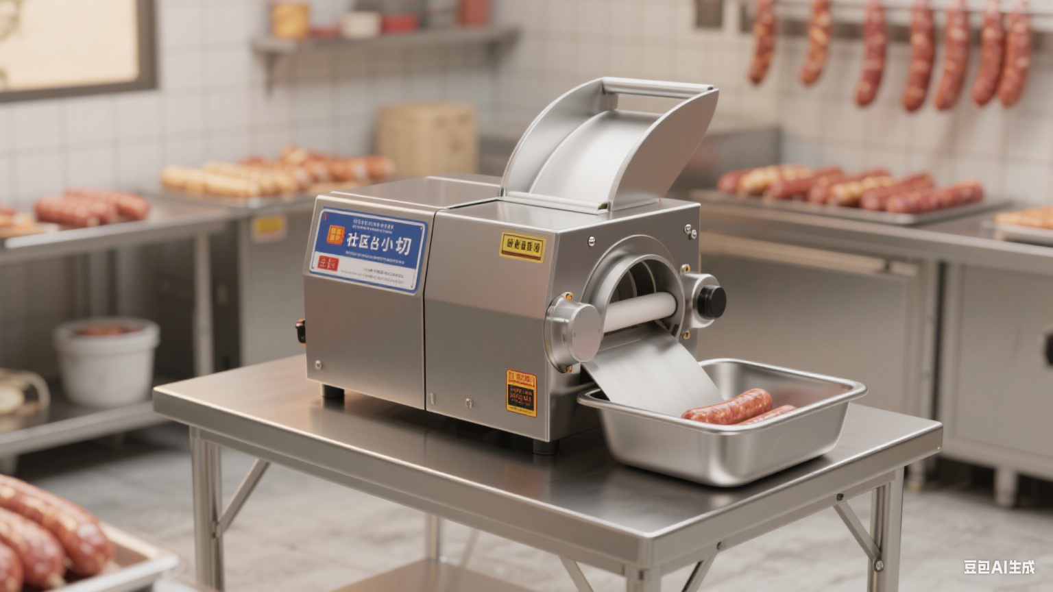 调理品烤肠斩切设备自动出料口：解构肉糜洁净输出与工序衔接的空间(图2)