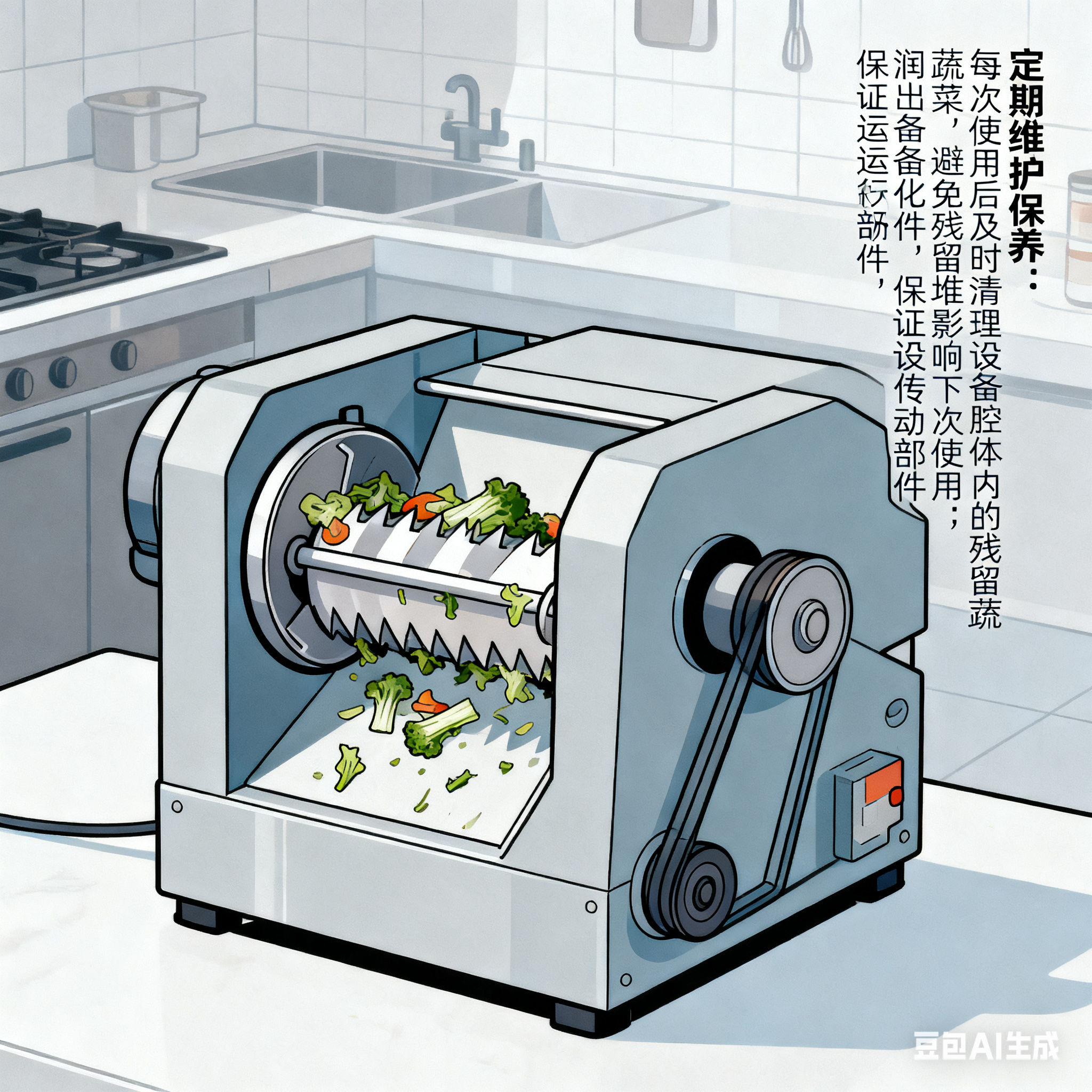 自动出料蔬菜斩碎机，会卡料吗？(图4)